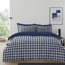 Gingham Check Duvet Cover with Pillowcases Reversible Quilt Bedding Set All Size