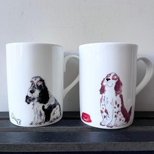Roy Kirkham Bone China Spaniel Dog Mugs x2 England (VERY GOOD CONDITION)