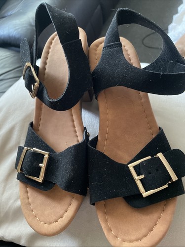 Black block heel - sandals, size