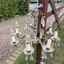Large Antique Brass Chandelier & Crystal French Beautiful Rare Large 8 Light