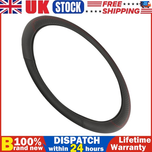 Black leather car steering - black,