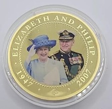 2007 Cook Islands Queen Elizabeth II Diamond Wedding One 1 Dollar coin with COA