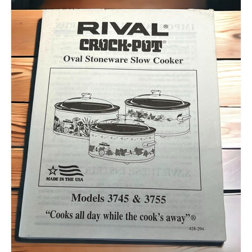 Rival crock pot manual models - crock,