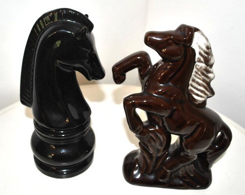 Horse figurine duo - figurine, glazed