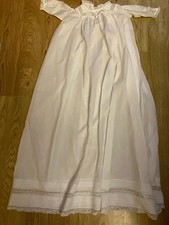 white antique Victorian Edwardian fine lawn two-piece baby gown and petticoat