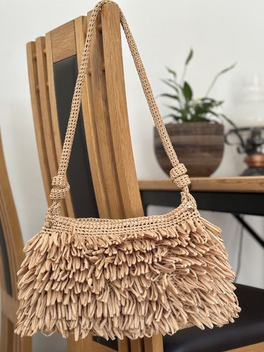 Handmade crochet raffia fringe - handmade,