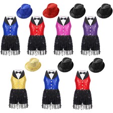 Girls Sequins Tassel Leotard