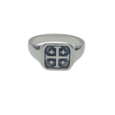 Sterling Silver Men Signet Ring Jerusalem Cross Stamped 925 Comfort Fit