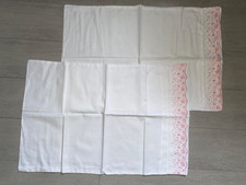 Pair Vintage Embroidered White