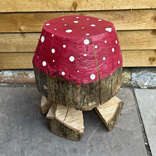 Hand painted wooden mushroom - hand,