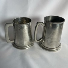 Two Vintage Pewter Tankards, Pinder Bros and English Pewter, made in Sheffield 