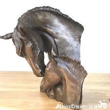 David Geenty Bronze Mare & Foal Heads sculpture ornament Horse Pony lover gift 