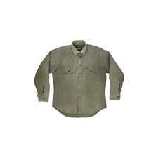 Vintage Barbour Moleskin Shirt Made In England Khaki Green Long Sleeve