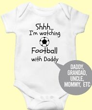 Im watching Football with Daddy Babygrow Father Rugby Baby Boy Girl Vest Fun Dad