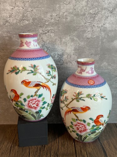 Vtg chinese falangcai vases - 2,