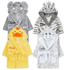 Personalised Girl Boy Dressing Gown Novelty Robe Embroidered Name Bear Ears 0-24