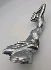 Vintage Art Deco Style Speed Nymph Silver Tone Metal Car Mascot Ref 309