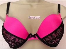 Secret Possessions Pink with Black Lace Padded 34D Bra