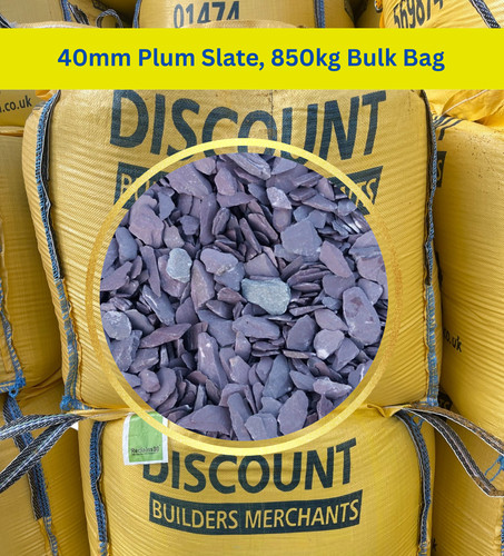 40mm plum slate 850kg - 40mm, bulk