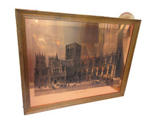 VINTAGE YORK MINSTER ETCHMASTER ORIGINAL ETCHED COPPER SHEET FRAMED 19 X 24 INCH
