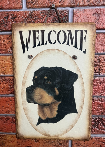Rottweiler slate welcome sign - rottweiler,