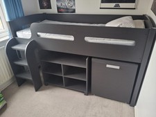 Cabin Bed with Pull-out Desk, Shelves And Draws.