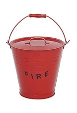Red Fire Bucket Ash Bin with Lid - Metal Fire Bucket with Lid