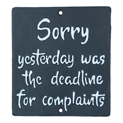 Deadline for complaints cast - complaints,