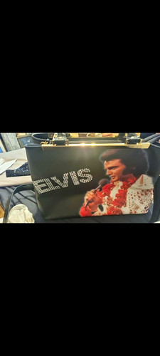 Elvis black printed handbag - black,