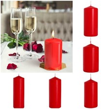 Red Pillar Candles - High Quality Large Unscented Long Burn Wax