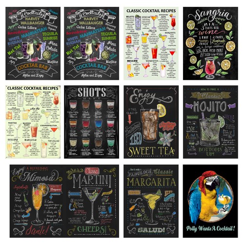 Cocktails retro metal - cocktails,