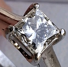 Palladium 0.56Ct Princess Diamond Natural Solitaire Engagement Ring Hallmarked