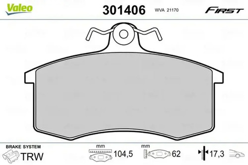 Brake pads front axle - brake, 301406