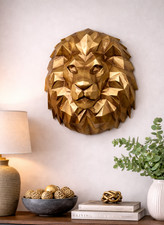 Gold Geometric Lion Head Wall
