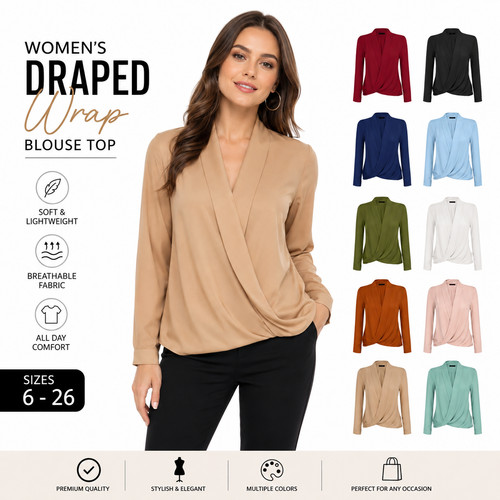 Womens neck wrap tops ladies - v,