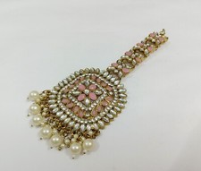 Pink Kundan Pearls Tikka