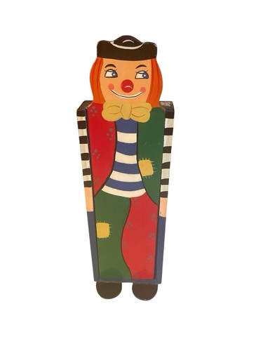 Vintage wooden clown - 10",