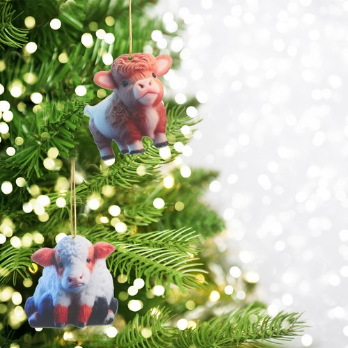 2pcs highland cow ornament - 2pcs,