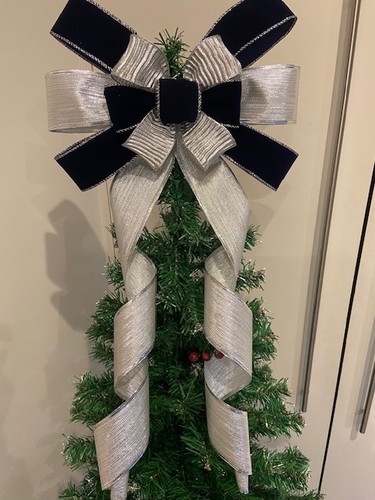 Silver navy blue tree - &,