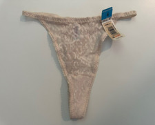 Vtg Maidenform Pvt Affair High Cut Stretch Lace Thong Panties Size 6 Beige