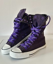 Converse Chuck Taylor Ladies Mid Calf Hi Tops Purple White Shoes, UK4/EU36.5/US6