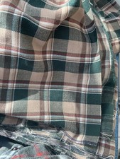3 Metres Green Tartan Check Wool? Mix Fabric Fleecy Back Crafts Clothes W152cm D