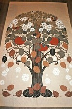 Vtge 70s Scandinavian artist Toni Hermansson "Seasons Tree" fabric panel hanging