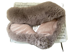 Tan Faux fur collar scarf shawl  90 c/m long stole neck warmer winter coat parka