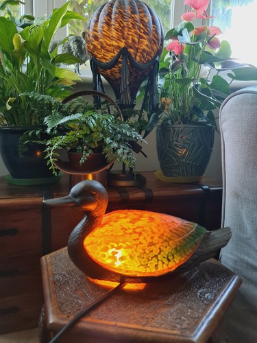 Tiffany style duck lamp amber - duck,