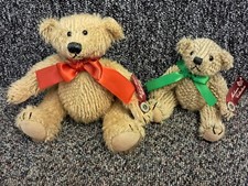 2 x Russ Mohair Collection Small Teddy Bears 8" & 6" inches