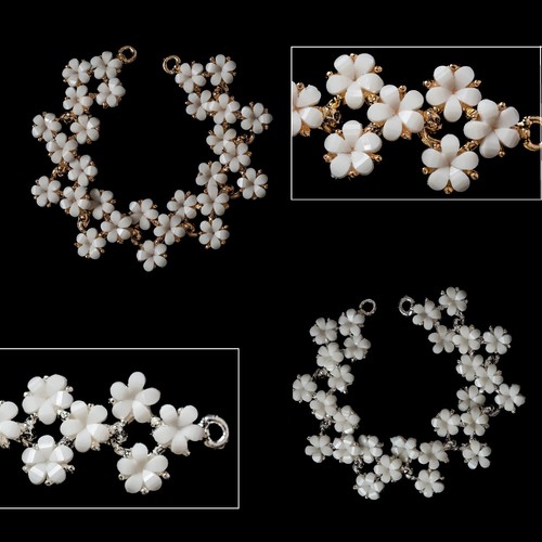 Sew applique white flower - on,