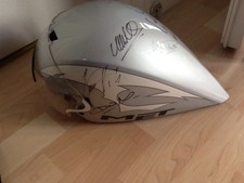 Unique signed Met cycle helmet Button, Hill, Priaulx, Bayliss Pendleton Goodwood