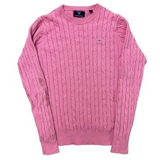 GANT Cable Knit Jumper Cotton Stretch Pink Sweatshirt Womens Small