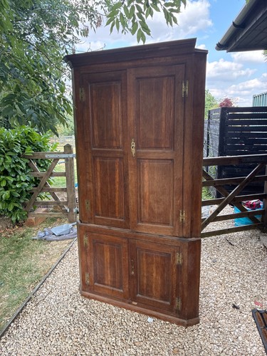 Antique oak corner cupboard - antique,